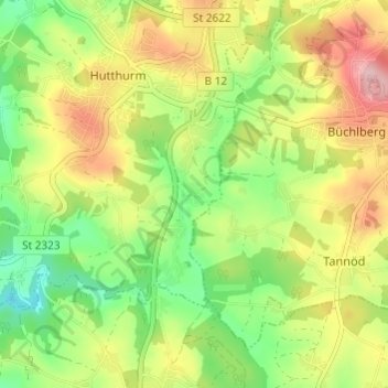 Topografische kaart Leoprechting, hoogte, reliëf