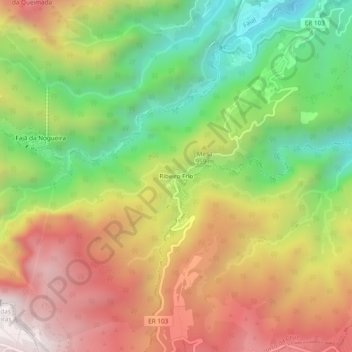 Topografische kaart Ribeiro Frio, hoogte, reliëf