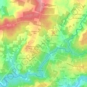 Topografische kaart Moar, hoogte, reliëf