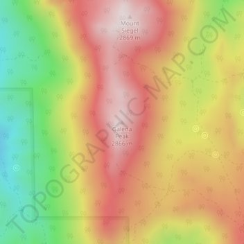 Topografische kaart Galena Peak, hoogte, reliëf