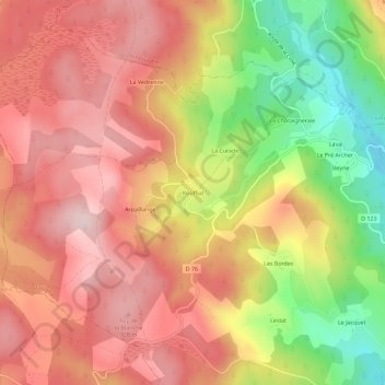 Topografische kaart Rouffiat, hoogte, reliëf