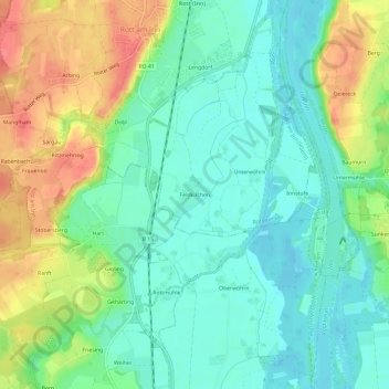 Topografische kaart Feldkirchen, hoogte, reliëf