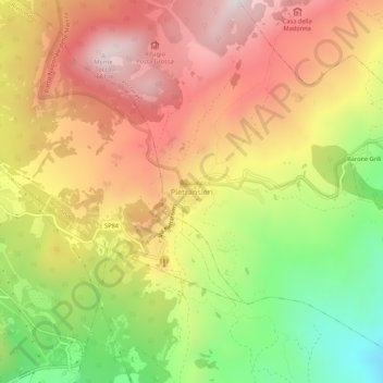 Topografische kaart Pietransieri, hoogte, reliëf