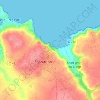 Topografische kaart Kermaria, hoogte, reliëf