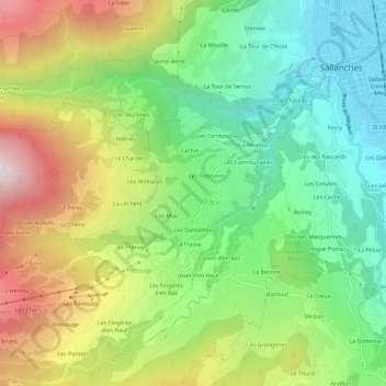 Topografische kaart La Cry, hoogte, reliëf