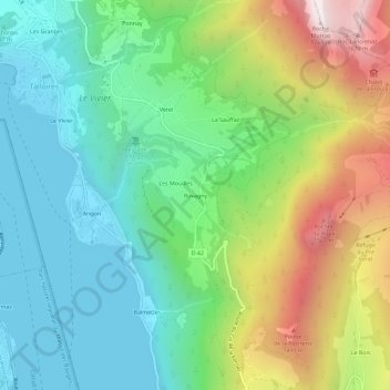 Topografische kaart Rovagny, hoogte, reliëf