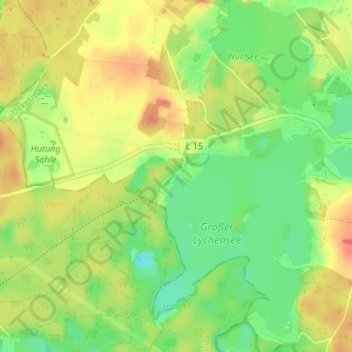 Topografische kaart Am Großen Lychensee, hoogte, reliëf