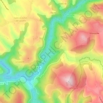Topografische kaart Cavaillé, hoogte, reliëf