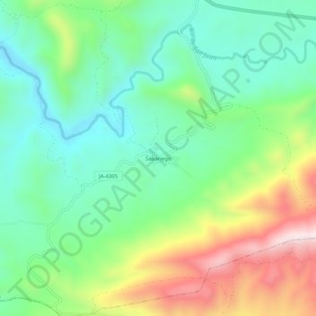 Topografische kaart Sabariego, hoogte, reliëf