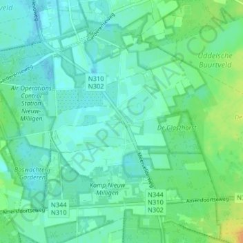 Topografische kaart Meerveld, hoogte, reliëf