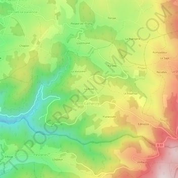 Topografische kaart Le Pinet, hoogte, reliëf