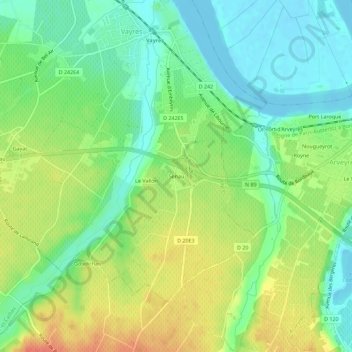 Topografische kaart Senau, hoogte, reliëf