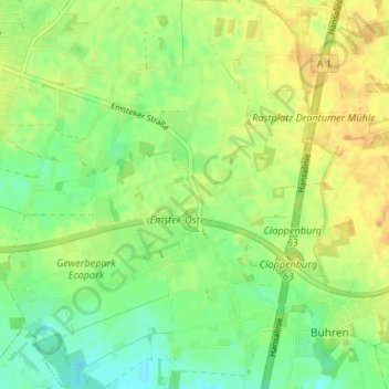 Topografische kaart Drantum, hoogte, reliëf
