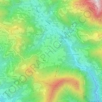 Topografische kaart Laxolo, hoogte, reliëf