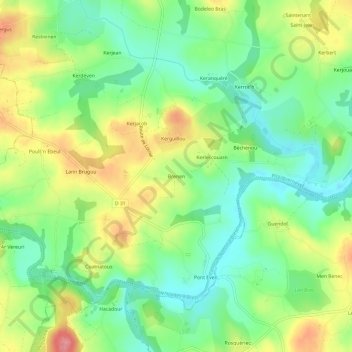 Topografische kaart Brenen, hoogte, reliëf