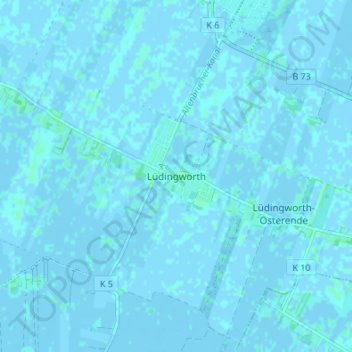 Topografische kaart Lüdingworth, hoogte, reliëf