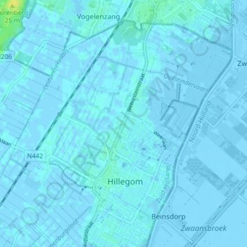 Topografische kaart Weerestein, hoogte, reliëf