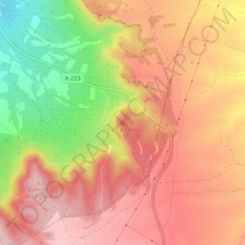 Topografische kaart La Calzada, hoogte, reliëf