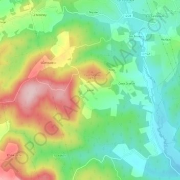 Topografische kaart Laval, hoogte, reliëf