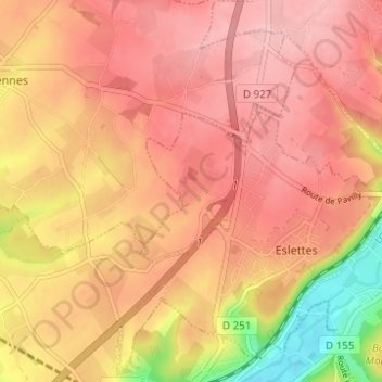 Topografische kaart La Ratière, hoogte, reliëf