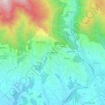 Topografische kaart San Gennaro, hoogte, reliëf