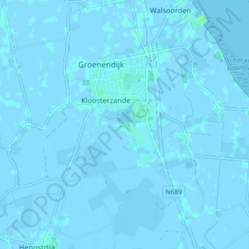 Topografische kaart Hoek en Bosch, hoogte, reliëf