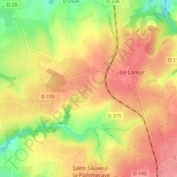 Topografische kaart La Croix Aubert, hoogte, reliëf