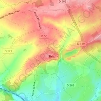Topografische kaart La Viennerie, hoogte, reliëf