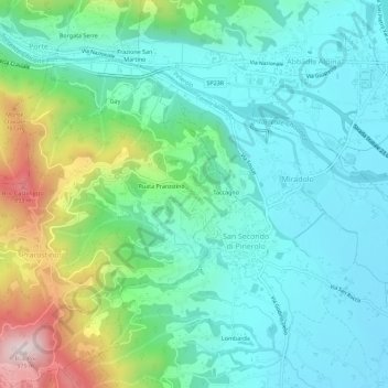 Topografische kaart Roc, hoogte, reliëf