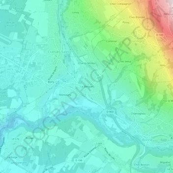 Topografische kaart La Bergue, hoogte, reliëf