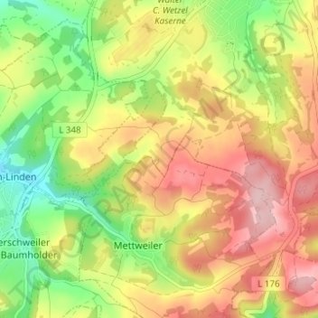 Topografische kaart Eschelbacherhof, hoogte, reliëf