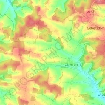 Topografische kaart Plunderdorf, hoogte, reliëf