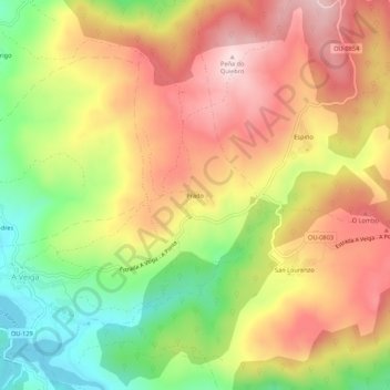 Topografische kaart Prado, hoogte, reliëf