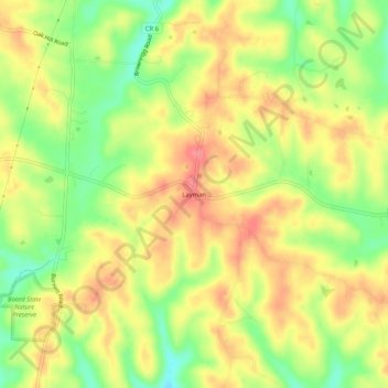 Topografische kaart Layman, hoogte, reliëf