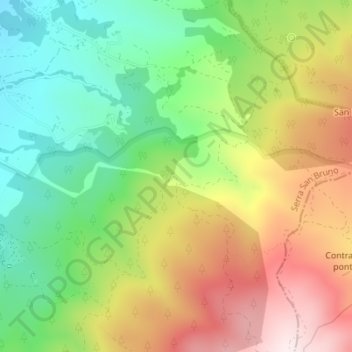 Topografische kaart Petra perciata, hoogte, reliëf