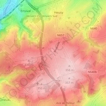 Topografische kaart Cheval blanc, hoogte, reliëf