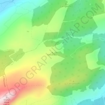 Topografische kaart Knockrour, hoogte, reliëf