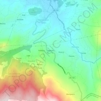 Topografische kaart Regoufe, hoogte, reliëf