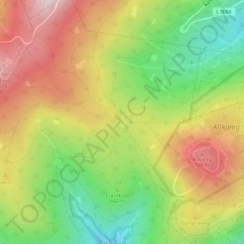 Topografische kaart Fuchstanz, hoogte, reliëf