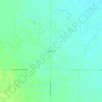 Topografische kaart Mekinock, hoogte, reliëf
