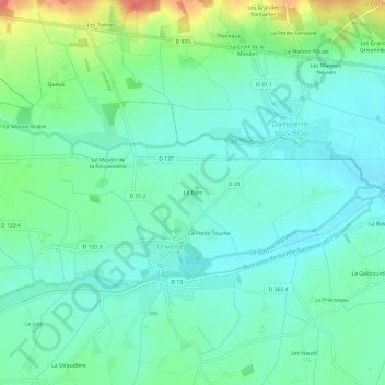 Topografische kaart Le Barc, hoogte, reliëf