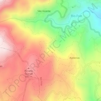 Topografische kaart Eiravade, hoogte, reliëf