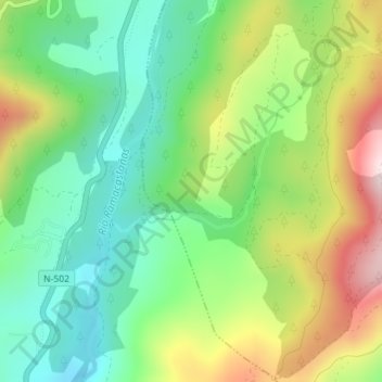 Topografische kaart El Escobanal, hoogte, reliëf