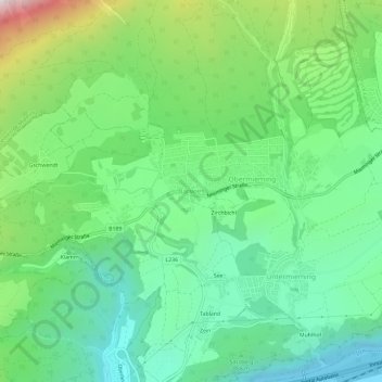 Topografische kaart Barwies, hoogte, reliëf
