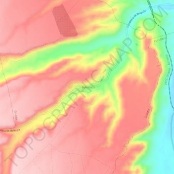 Topografische kaart Belerda, hoogte, reliëf