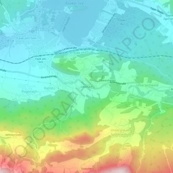 Topografische kaart Latschach, hoogte, reliëf