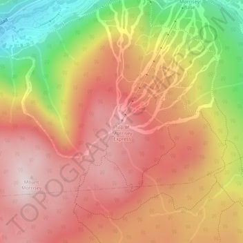 Topografische kaart Mount Morrisey, hoogte, reliëf