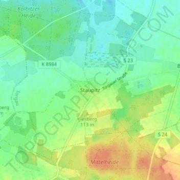 Topografische kaart Staupitz, hoogte, reliëf