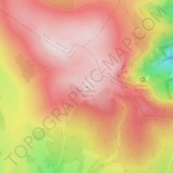 Topografische kaart Pic Cassini, hoogte, reliëf