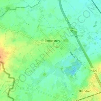 Topografische kaart Cazeau, hoogte, reliëf